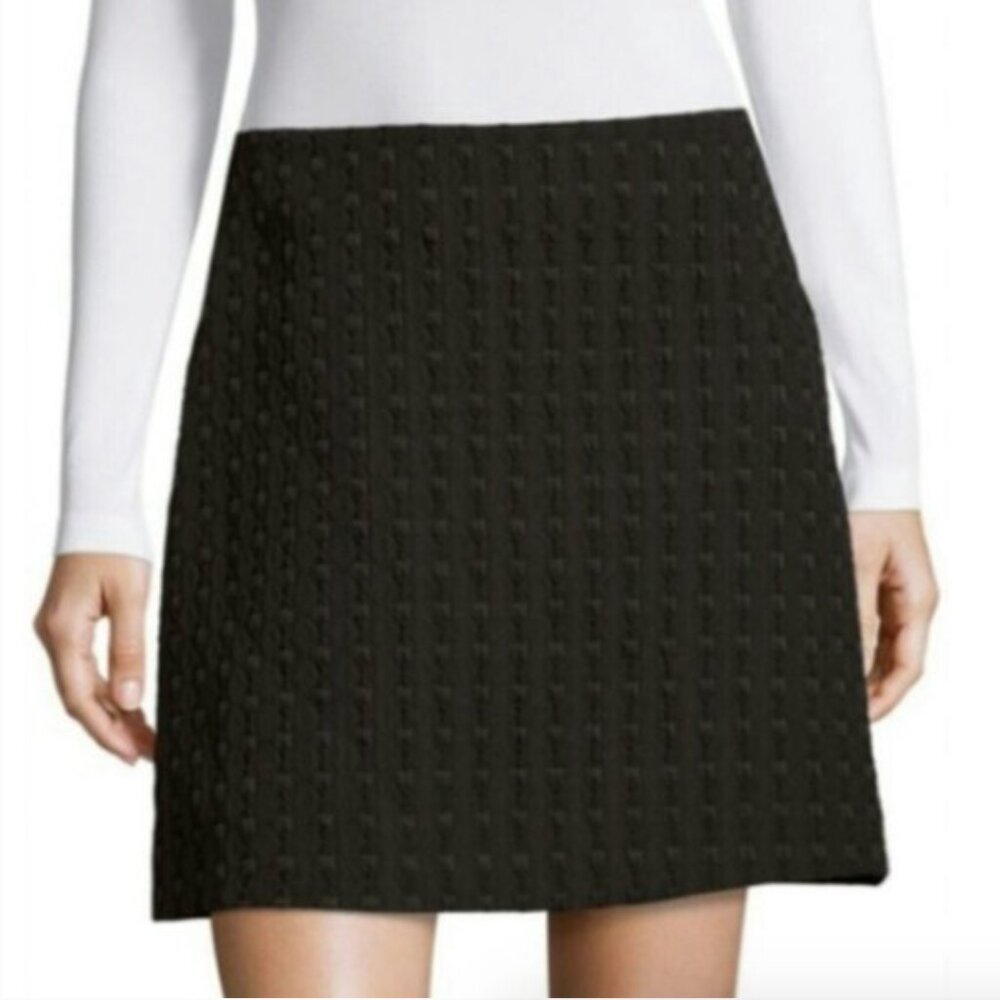 Theory Irenah Squared Black Textured Mini Skirt - Size 4